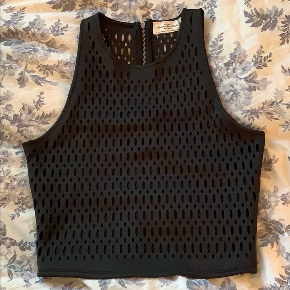 Black mesh crop top